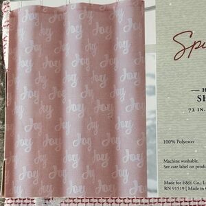 NWT Spirits Bright light Pink Holiday Jacquard Joy Shower Curtain